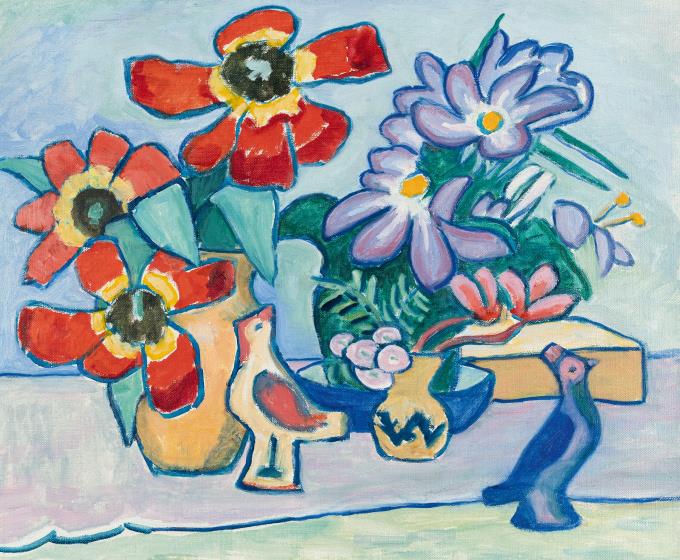 Still Life with Tulips and Crocuses