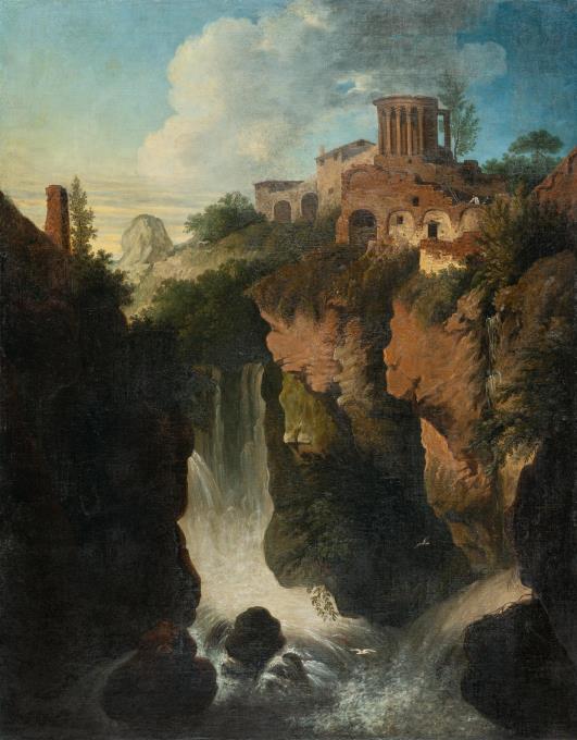 Die Wasserfälle in Tivoli mit dem Vestatempel