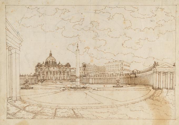 Ansicht des Petersplatzes mit dem Petersdom
