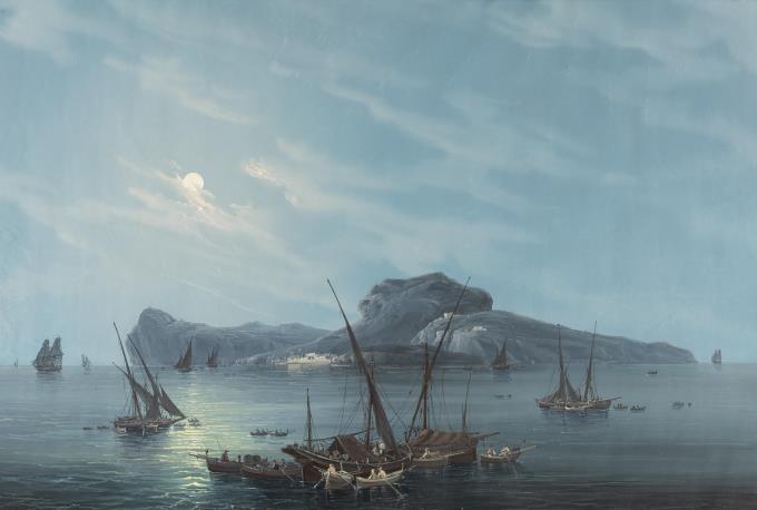 Fischerboote vor Capri bei Vollmond