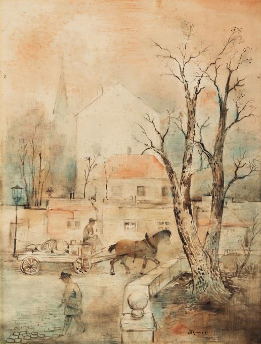 Kleinstadt mit Kutscher I