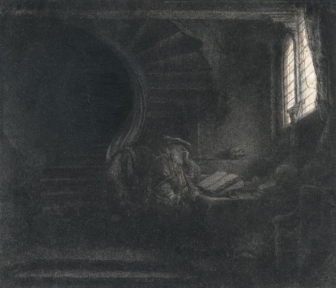 Der heilige Hieronymus im dunklen Zimmer