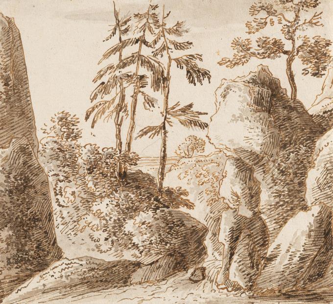Felsige Landschaft mit Bäumen