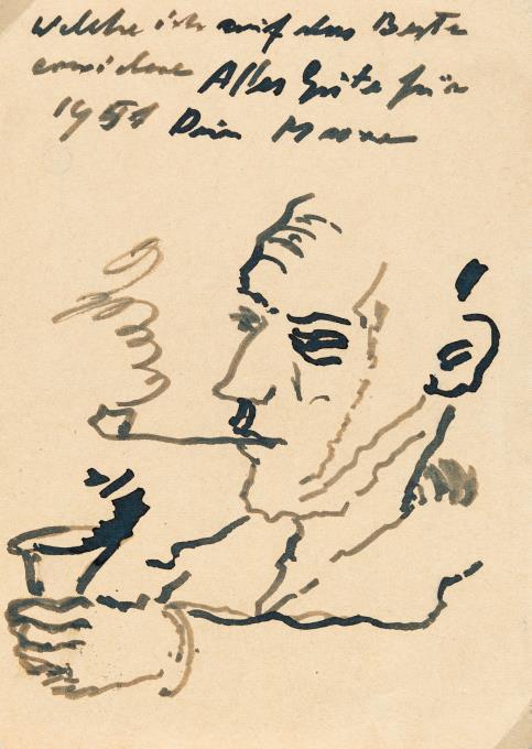 Postcard to Sergei Peters with self-portrait