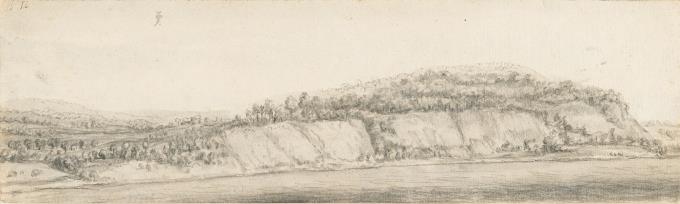Der Heymenberg bei Rhenen am Rhein (recto); Flussufer mit Felsen und dichtem Wald (verso)