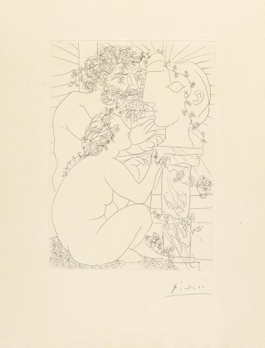 Sculpteur, modèle accroupi et tête sculptée