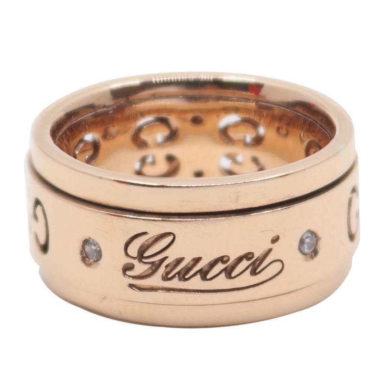 Gucci Rose Gold Rotating Ring with Diamonds