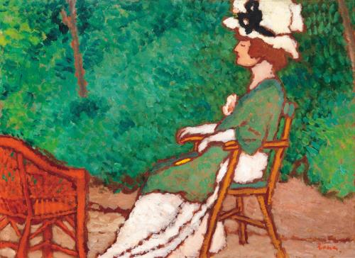 Elegant Lady in the Garden (Portrait of Mrs. Kunffy), Summer of 1909