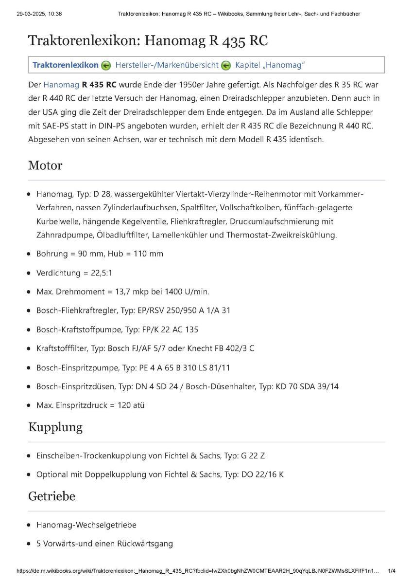 Hanomag 440 Row Crop