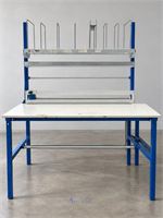 Industriële inpaktafel RAJAPACK met opbouw, dozenverdeler en snijrail – kavel bij VH Auctions