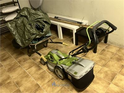 Partij diversen waaronder grasmachine CENTRAL PARK, kruiwagen, tuinafvalzakken, divers – kavel bij VH Auctions