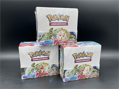 3 TCG-boosterboxen Karmesin & Purpur POKÉMON - Duitstalig – kavel bij VH Auctions