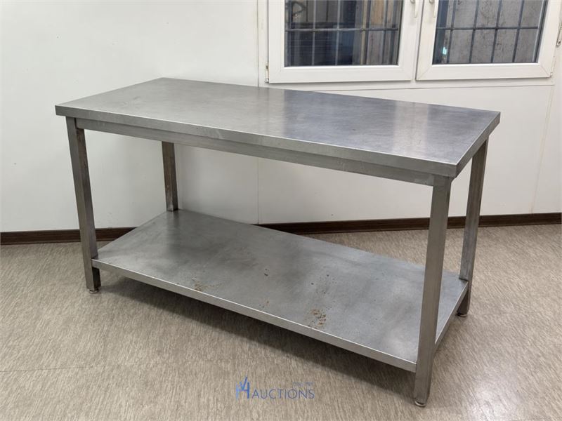 Inox werktafel met onderplank – 160 × 60 × 90 cm – kavel bij VH Auctions