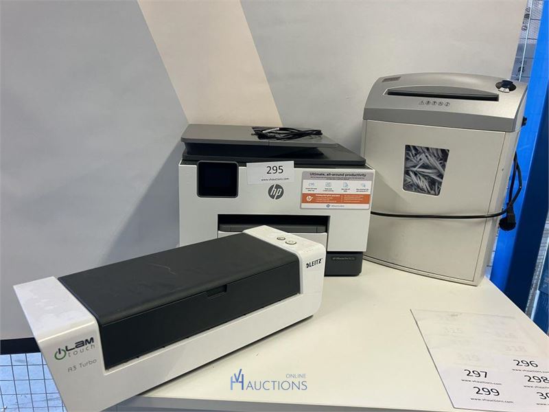 Printer HP met papierversnipperaar INTIMUS en laminator – kavel bij VH Auctions