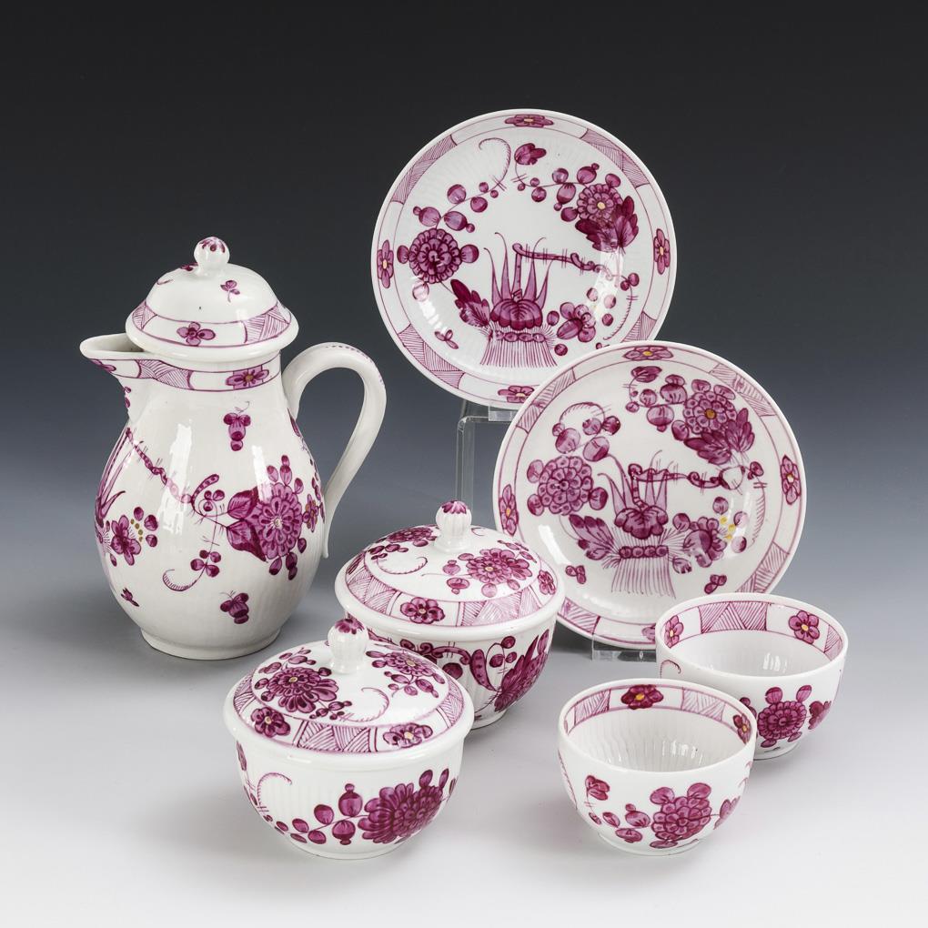 Antique Porcelain 11-Person Tea Set by Carl Tielsch, Set of 37 for