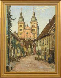 Beckert, Fritz (1877 Leipzig - 1962 Dresden) Blick auf die Westfassade der Abteikirche Amorbach