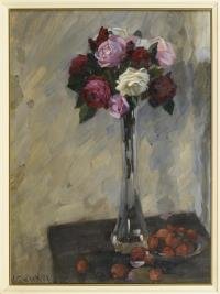 Gaukel, Hans: Rosenstrauß in Jugendstilvase