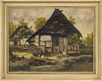 Monogrammist: Reetgedeckte Bauernhäuser