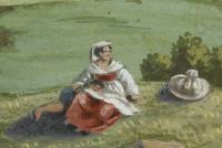 Carl Meyer; "Lago de Nemi", Landschaft mit Italienerin