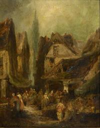 Undeutlich signiert: Reges Markttreiben