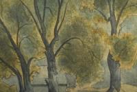 Stimmungsvolles Landschaftsaquarell