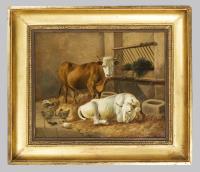 Kühe im Stall-Interieur