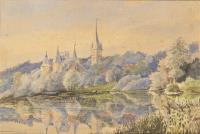 Kleines Aquarell mit Schloss