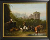 Hirtenszene mit Vieh an einer Ruine