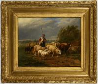 DeBeul, Laurent: Junge Schäferin mit Herde