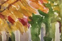 Boim, Salomon: Gartenzaun mit Herbstbäumen