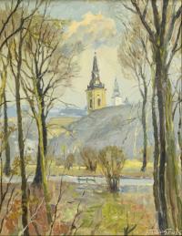 1915 Gross, Einar: Flusslandschaft mit Kirche
