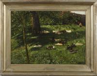 Monogrammist "HM": Enten im Sonnenschein