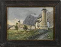 Ernecke, F.: Gebirgsdorf mit Kapelle und Friedhof