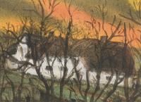 Undeutlich signiert: Abendlandschaft