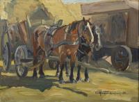 Kayser-Eichberg, Carl: Pferdegespann im Sonnenschein
