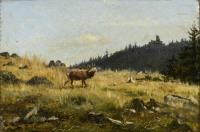 Herrmann, Theodor: Hirsch am Waldrand