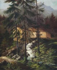 Voralpenlandschaft mit Gebirgsbach