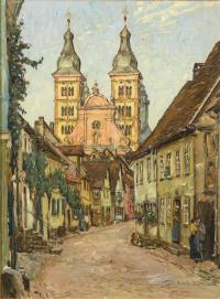Beckert, Fritz (1877 Leipzig - 1962 Dresden) Blick auf die Westfassade der Abteikirche Amorbach