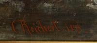 Reichert, Carl: Jagdszene mit Hund und Fuchs im Winter