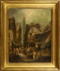 Undeutlich signiert: Reges Markttreiben