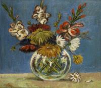 Vetter: Modernes Blumenstilleben mit kugliger Glasvase