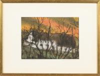 Undeutlich signiert: Abendlandschaft