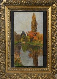 Schrag, Julius: Herbstliche Gegend mit Teich