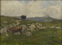 Baisch, Hermann: Berglandschaft mit Rindern