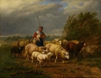 DeBeul, Laurent: Junge Schäferin mit Herde
