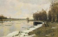Russischer Maler: Weite Flusslandschaft
