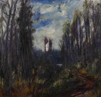 Undeutlich signiert: Waldstück