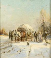 Fedder, Otto: Winterlandschaft mit Fuhrwerk