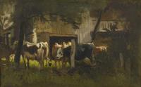 Lier, Adolf: Kühe am Stall