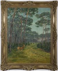 Waldlandschaft mit Hirsch